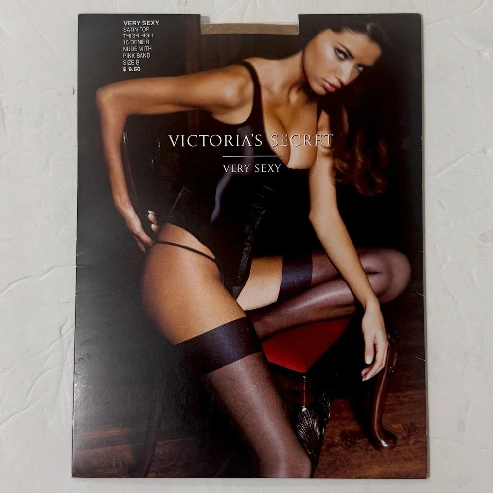 VTG Y2K New Victoria's Secret Very Sexy Sz B Satin Top Thigh High Nude Stocking‎